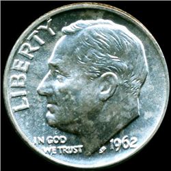 1962D FDR Silver 10c M65 Full Bands (COI-11803)