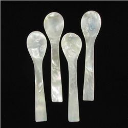 Four Hand Carved Mother of Pearl Demitasse Spoons (DEC-273)