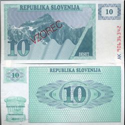 1991 Slovenia 10 T Specimen Crisp Unc Note (CUR-06340)