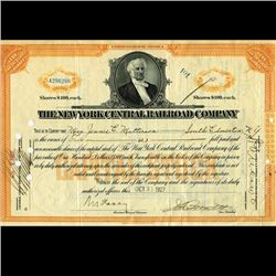 1920s NY Central Railroad Stock Cert w/ SCARCE Transfer Stamps (CUR-06588)