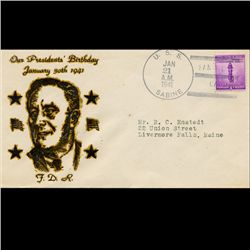 1941 US 3c USS Sabine FDR Birthday Cover (STM-1686)