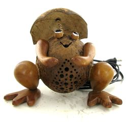 Coconut Shell Teak Frog Lamp (DEC-680)