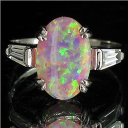 13.61twc Lab Opal/Diamond White Gold Vermeil/925 Ring (JEW-3983)