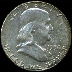 1958D Franklin Silver Half MS65/66 FBL Mint Set Toned (COI-10444)