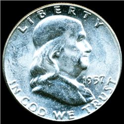 1957 Franklin Half MS64 FBL Scarce Underweight ERROR (COI-11144)