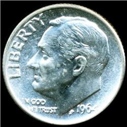 1964 FDR Silver 10c M65 Full Bands (COI-11875)