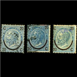 1865 Scarce Italy 20c Overprint Stamp Set 3pcs (STM-1220)