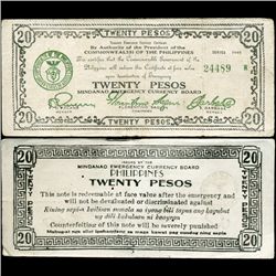1944 WW2 Guerrilla Rebel Philippines 20P Note Mindinao (CUR-07298)