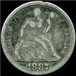 1887 Seated 10c XF/VF (COI-12462)