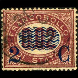 1878 Scarce Italy 2c Overprint Stamp (STM-1199)