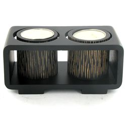 Mango Wood Candle Holder Pair & Stand (DEC-750)