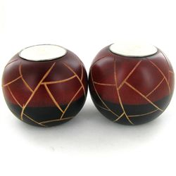 Mango Wood Candle Holder Pair (DEC-795)