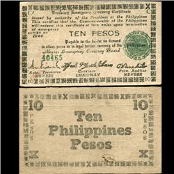 1944 WW2 Guerrilla Rebel Philippines 10P Note Negros (CUR-07287)