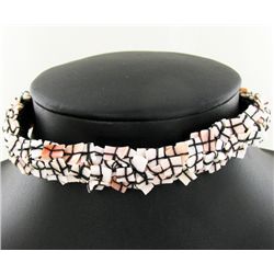 Crocheted Shell Choker Necklace (JEW-4313)