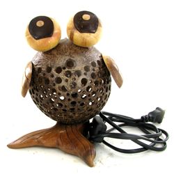 Coconut Shell Teak Fish Lamp (DEC-678)