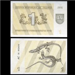 1991 Lithuania 1 Talonas Note Crisp Unc (CUR-06501)