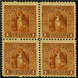 1894 Nicaragua 1c UPU Block of 4 Error (STM-0424)