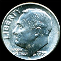 1955D FDR Silver 10c MS64 Full Bands (COI-11421)