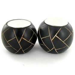 Mango Wood Candle Holder Pair (DEC-778)