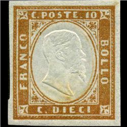 1855 Scarce Italy Sardina 10c Stamp MINT NG (STM-1113)