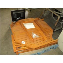 WOODEN BUDWEISER TABLES AND CHAIRS
