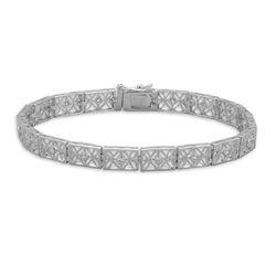 7" Rhodium Plated 3mm CZ Filigree Bracelet
