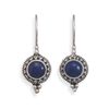 Image 1 : Round Lapis Bead/Rope Edge Earrings on French Wire