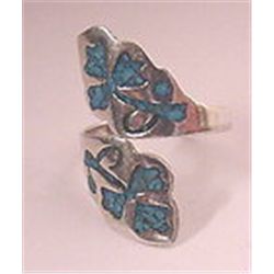 REDUCED!   STERLING SILVER WIDE  CLOVER LEAF OPEN RING    SIGNED FMA TAXCO MEXICO  sz 9  VINTAGE