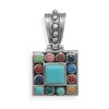 Image 1 : Square Turquoise with Multistone Edge Pendant