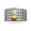 Image 1 : Rhodium Plated Stacking Ring with Five Color CZs