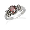 Image 1 : Small Oval Red CZ with Marcasite Ring