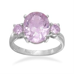 Three Lavender Oval CZ Ring