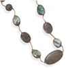 Image 1 : 16"+2" Jasper and Abalone Shell Cord Necklace
