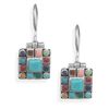 Image 1 : Square Turquoise Multistone Edge Earrings on French Wire