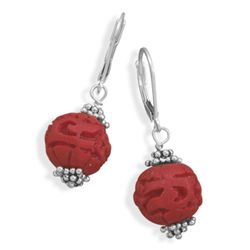 6.5 x 9mm Cinnabar Earrings on Lever
