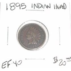 1895 INDIAN HEAD PENNY RED BOOK VALUE IS $20.00 *RARE EXTRA FINE-40 HIGH GRADE*!!
