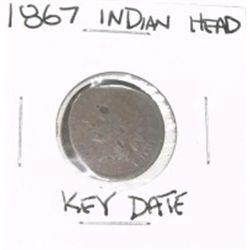 1867 INDIAN HEAD PENNY RARE KEY DATE *LOOK AT PICTURE TO DETERMINE GRADE*!!