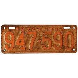 1933 Texas License Plate