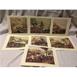 SET OF 7 CIVIL WAR BATTLE PRINTS -  COPYRIGHT 1886
