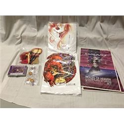 LOT OF DAWN SWAG - 3 T-SHIRTS, 2 CARDBOARD