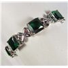 Image 1 : 2523 -  14K WHITE GOLD PLATE BRACELET W/GREEN EMERALD - 79.2 CTW