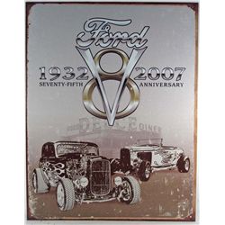 1528 - METAL ADVERTISING SIGN - FORD 75TH ANNIVERSARY - 12.5X16"