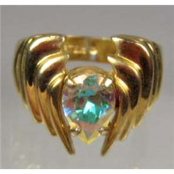 2023 - STERLING SILVER RING W/ MYSTIC TOPAZ - SIZE 8 - STAMPED STERLING