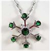 Image 1 : 2509 - 14K GOLD PLATED PENDANT NECKLACE W/GREEN EMERALD/WHITE TOPAZ