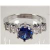 Image 1 : 2513 - 14K WHITE GOLD PLATE RING W/BLUE SAPPHIRE/WHITE TOPAZ - SZ 7 - 15.9 CTW