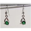 Image 1 : 2641 - 14K WHITE GOLD PLATE EARRINGS W/ GREEN EMERALDS - 11.2 CTW