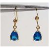 Image 1 : 2642 - 14K GOLD PLATE EARRINGS W/ BLUE SAPPHIRE - 8.8 CTW