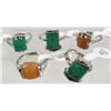 Image 1 : 2038 - LOT OF 5 SILVER PLATE RINGS WITH GEMSTONES