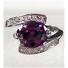 Image 1 : 432 - WHITE GOLD PLATED AMETHYST & SWAROVSKI CRYSTAL RING
