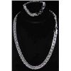 Image 1 : 1153 - SILVER NECKLACE & BRACELET SET - 12MM - MARKED 925